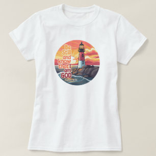 Var stilla och vet att jag är Gud Bibelvers T Shirt