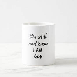 Var stilla och vet att jag är Gud Bible Verse Kaffemugg