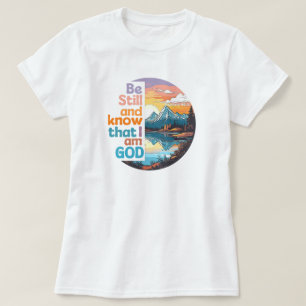 Var stilla och vet att jag är Gud Bible Verse T Shirt