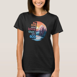Var stilla och vet att jag är Gud Bible Verse T Shirt