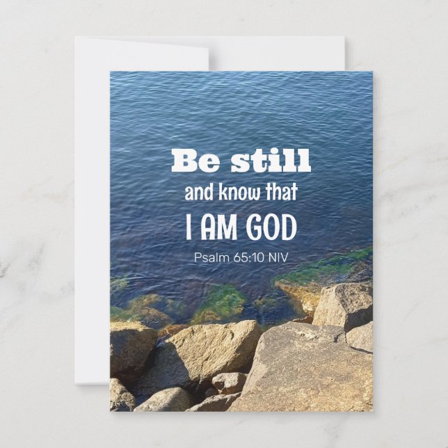 Var stilla och vet att jag är gud Lugn Blue Ocean  Julkort (Framsida)