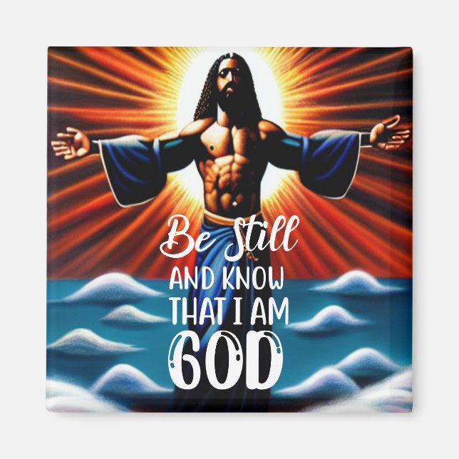 Var stilla och vet att jag är Gud Magnet (Framsidan)