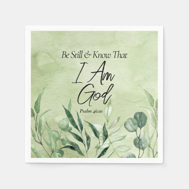 Var stilla och vet att jag är GUD Pappersservett (Framsidan)