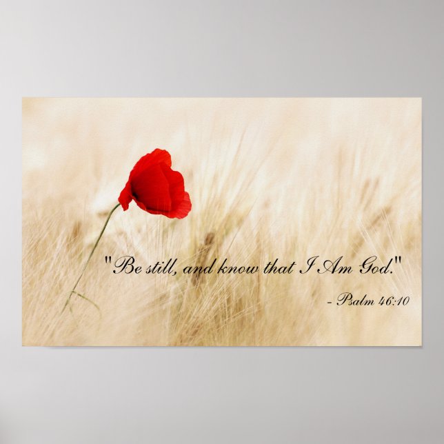Var stilla och vet att jag är Gud Poster - PS 46:1 (Framsidan)