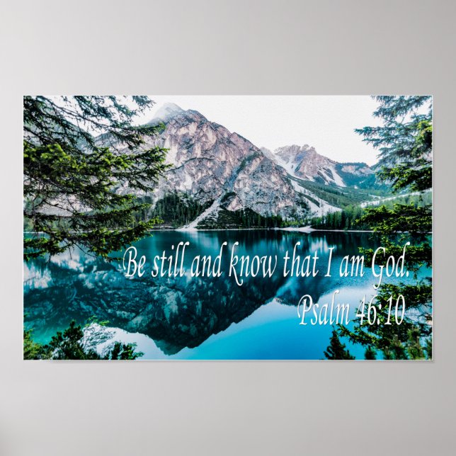 Var stilla och vet att jag är Gud Psalm 46:10 Poster (Framsidan)