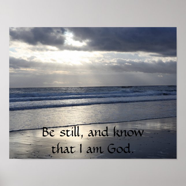 Var stilla och vet att jag är Gud, Psalm 46 Poster (Framsidan)
