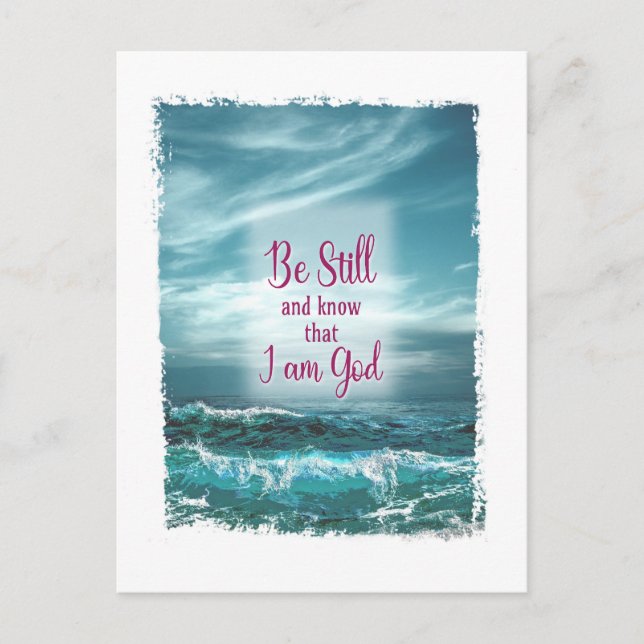 Var stilla och veta att jag är Gud Vykort (Framsida)