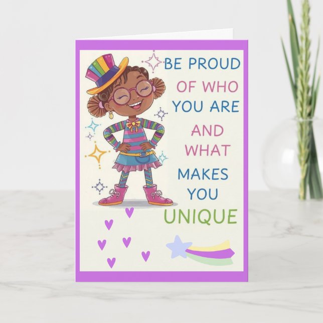 Var stolt affirmationskort helgkort (Framsida)