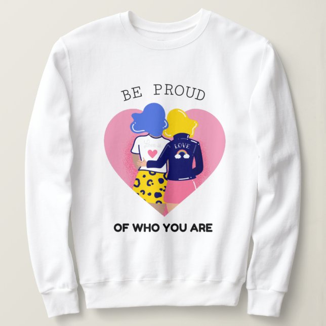 Var stolt över vem du är ett par hbt-Lesbiskar T Shirt (Design framsida)