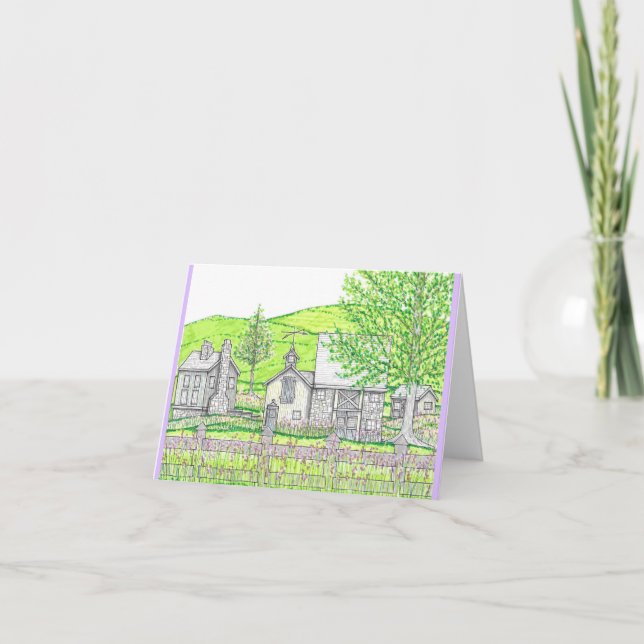 Vår Stone Barn Lavender Notecard Kort (Framsida)