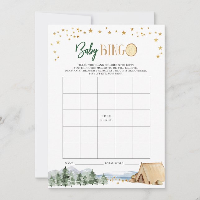 Vår största äventyrs baby shower bingo spel inbjudningar (Framsida)