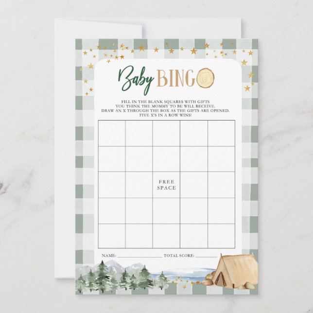 Vår största äventyrs baby shower bingo spel inbjudningar (Framsida)