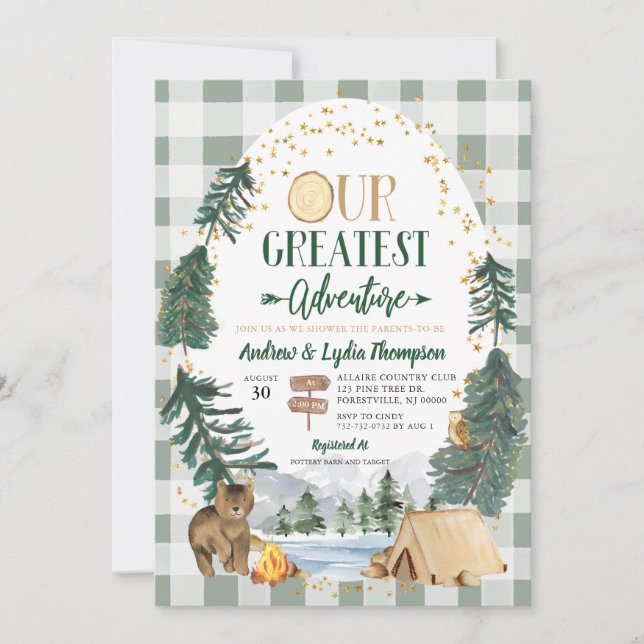 Vår största äventyrs baby shower inbjudan (Framsida)