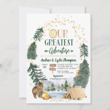 Vår största äventyrs baby shower inbjudan