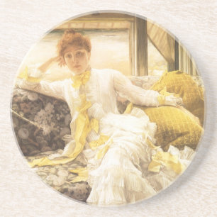 Vår (Stranden) av James Tissot, Vintage Porträtt Underlägg Sandsten
