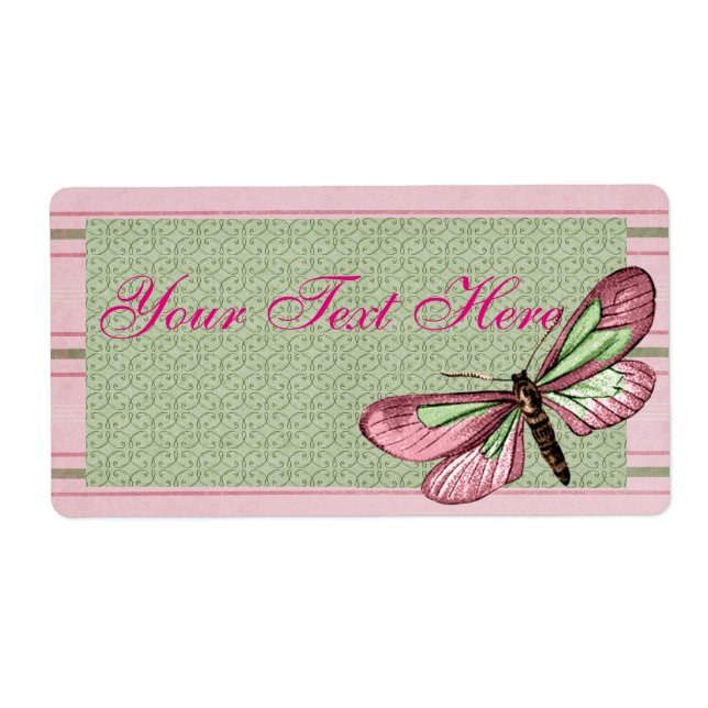 Vår-strimlad fjärilsetikett fraktsedel (Framsidan)