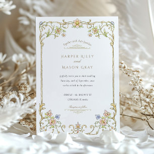 Vår & Summer Blommigt Garden Wedding Inbjudningar