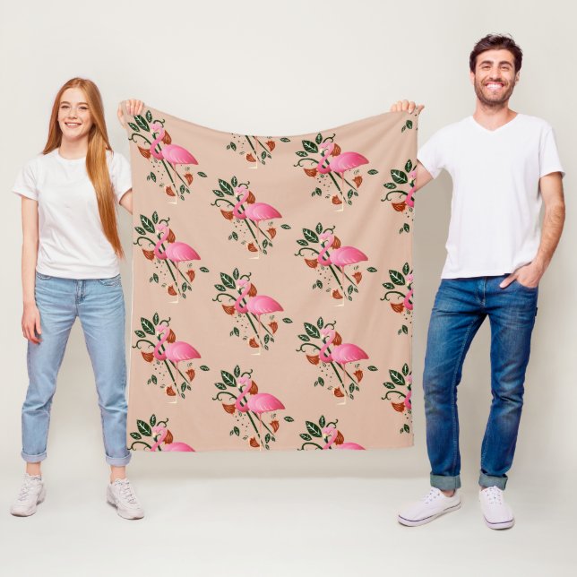 Vår Summer Flower Rosa Flamingo Fleecefilt (På plats)