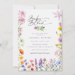 Vår Summer Wildblomma | Färglöst babyskor Inbjudningar