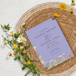 Vår Summer Wildblomperiwinkle Boho Bröllop Inbjudningar