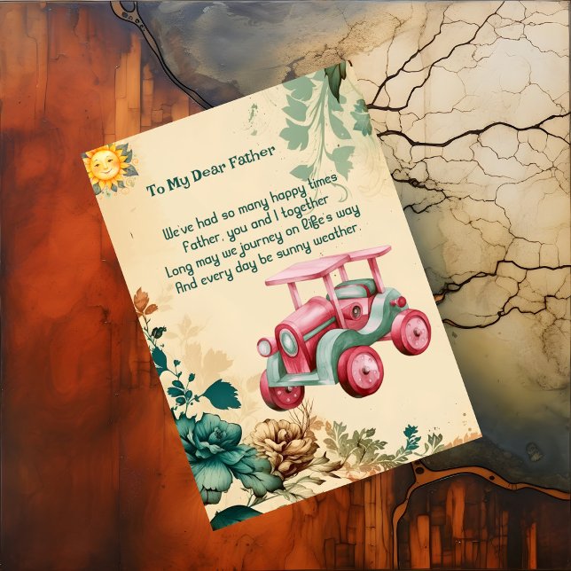 Vår Sunny Weather Fars dag Blommigt Retro Junk Julkort (Spring Sunny Weather Fathers Day Floral Retro Junk Holiday Card)