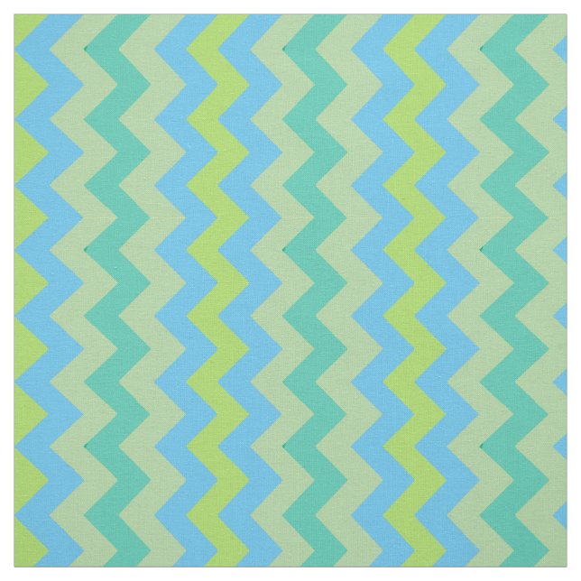 Vår Sunshine Chevron Mönster Blue Grönt Gult Tyg (Provkarta)
