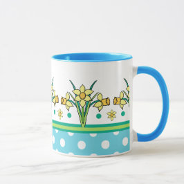 Vår Sunshine Daffodil Gräns, Polka dots Mugg