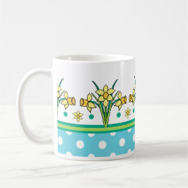 Vår Sunshine Daffodil Gräns, Polka dots Mugg