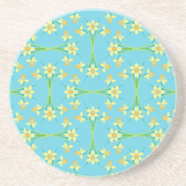 Vår Sunshine Daffodils Blue Sandstone Underlägg (Framsidan)