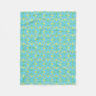 Vår Sunshine Daffodils Himlar Blue Fleece Blanket