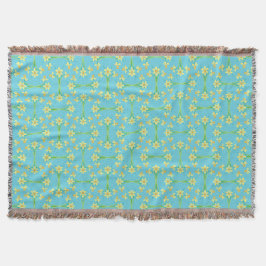 Vår Sunshine Daffodils Himlar Blue Throw Blanket Mysfilt