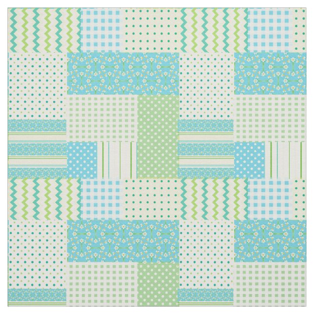 Vår Sunshine Faux Patchwork Mönster Fabric Tyg (Provkarta)