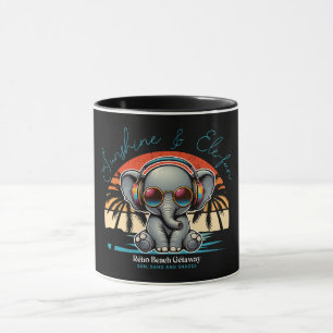 Vår Sunshine och Ele-roligt Retro Beach Getaway Mugg