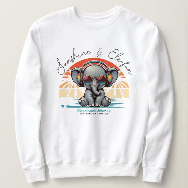 Vår Sunshine och Ele-roligt Retro Beach Getaway T Shirt (Design framsida)