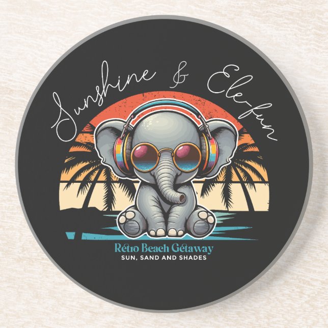 Vår Sunshine och Ele-roligt Retro Beach Getaway Underlägg (Framsidan)