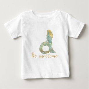 Var Superbra Guld Aqua Glitter Sjöjungfru T Shirt