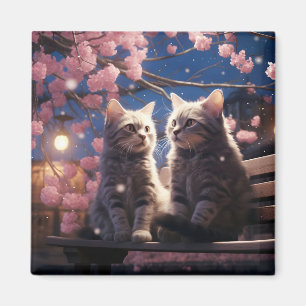 Vår Sweet Cherry Blommars Kittens Magnet