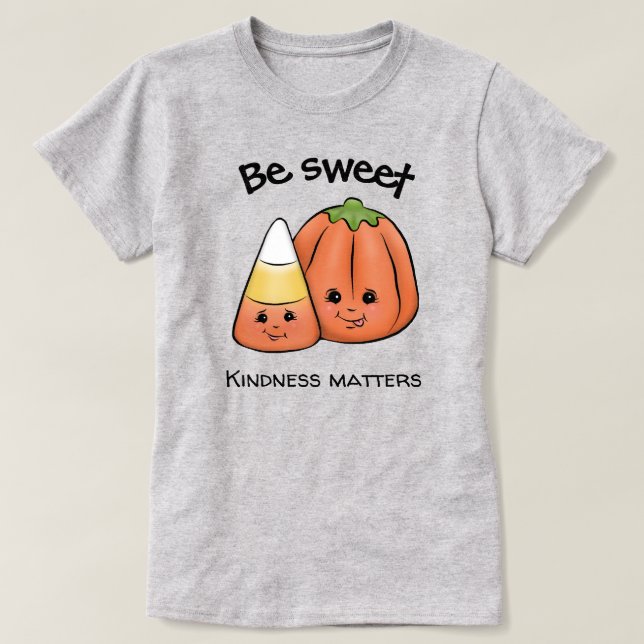 Var Sweet Halloween Candy corn och Pumpkin T Shirt (Design framsida)