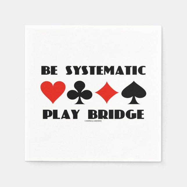 Var systematiska Play Bridge Adress Fyra kort Kost Pappersservett (Framsidan)
