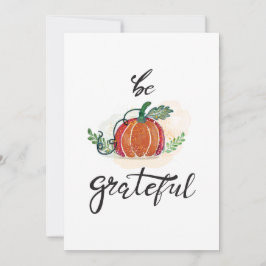 Var tacksam för pumpvattenfärgen happy thanksgivin julkort