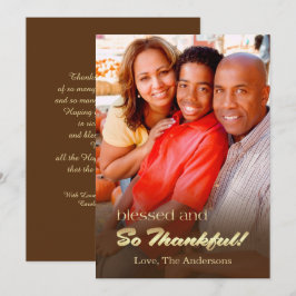 Var tacksam. Fotokort för thanksgiving Anpassnings Julkort