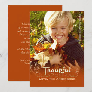 Var tacksam. Fotokort för thanksgiving Anpassnings Julkort