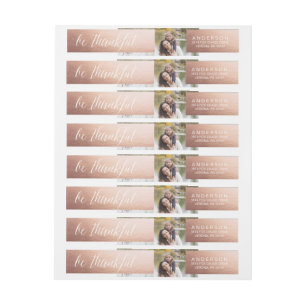 VAR TACKSAM ROSA GULD- thanksgivingadressetiketter Etikettband