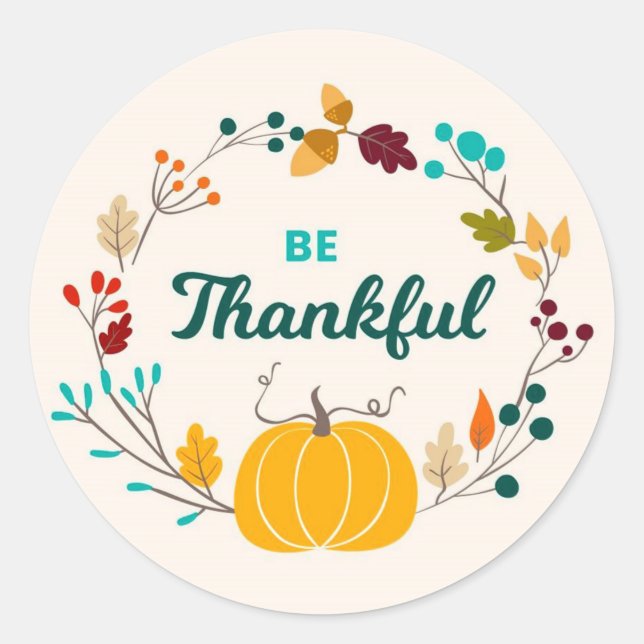 Var tacksam runt klistermärke (Framsida)