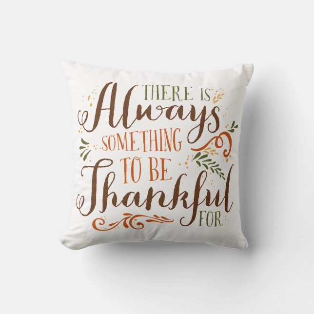 Var tacksam, vismisk skrift | Thanksgiving Pillow Kudde (Framsida)