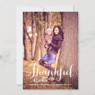 Var tacksam, Whimsical Photo Happy thanksgiving Julkort