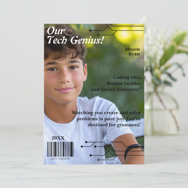 Vår Tech Genius Magazinomslag Julkort (Stående Fram)