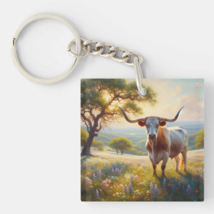 Vår Texas longhorn ko