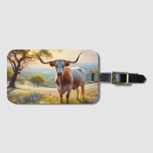 Vår Texas longhorn ko Bagagebricka (Framsida horisontal)