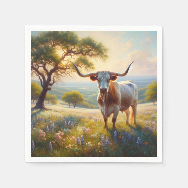 Vår Texas longhorn ko Pappersservett (Framsidan)